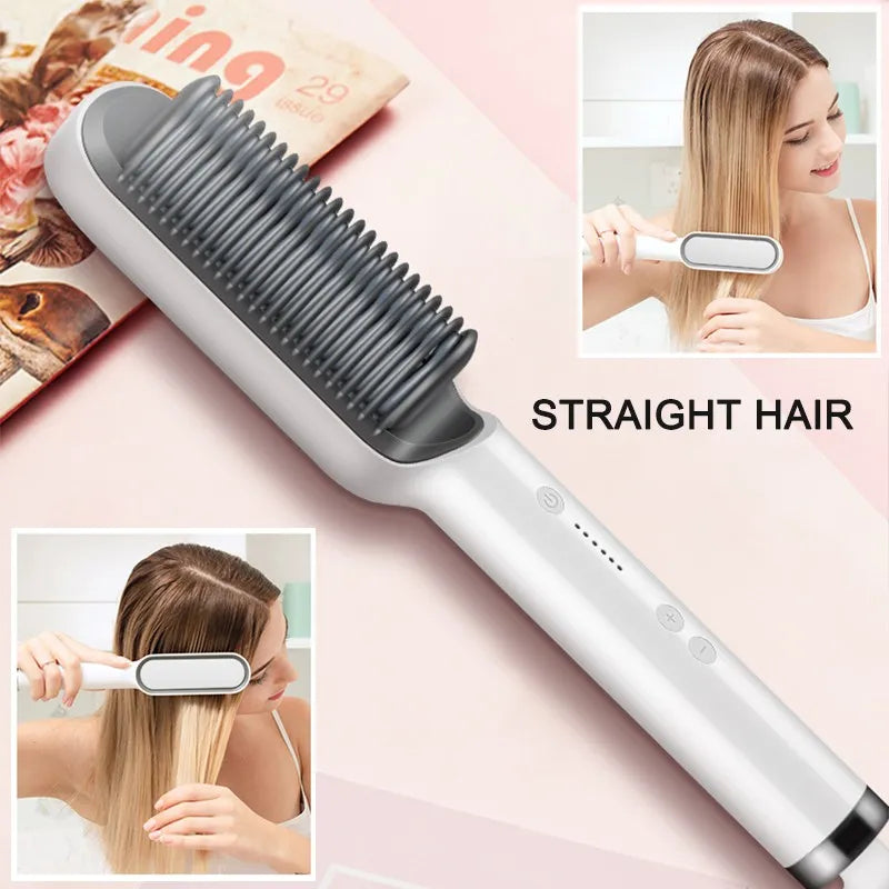 2-in-1 Hair Straightener Styling Brush and Comb (Random Color)