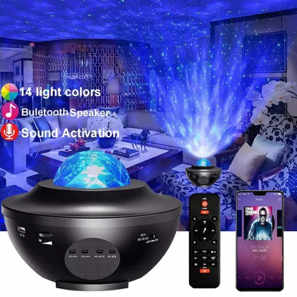 Led Star Ocean Wave Projector Night Lamp With Music Bluetooth Speaker