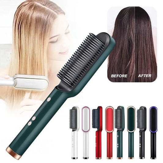 2-in-1 Hair Straightener Styling Brush and Comb (Random Color)