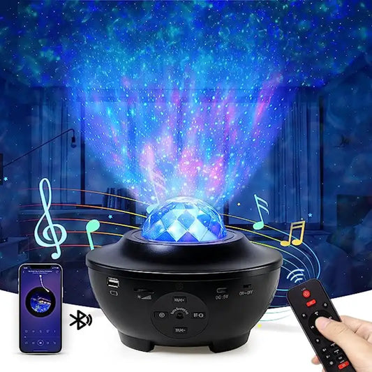 Led Star Ocean Wave Projector Night Lamp With Music Bluetooth Speaker